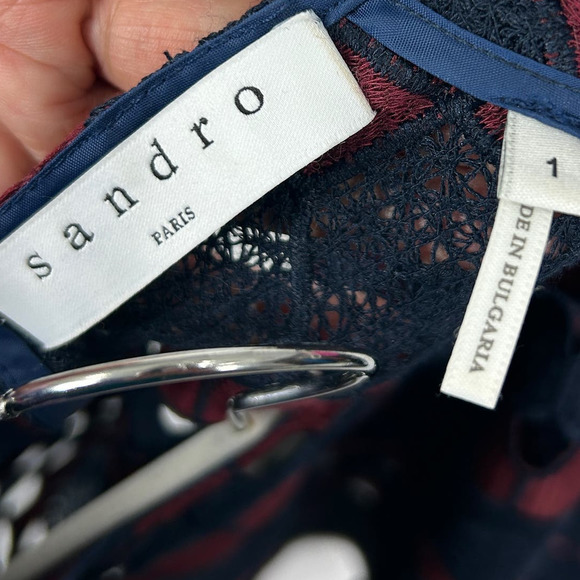 Sandro Paris Long Sleeves Lace Blouse Top Size 1 Small - Picture 4 of 7